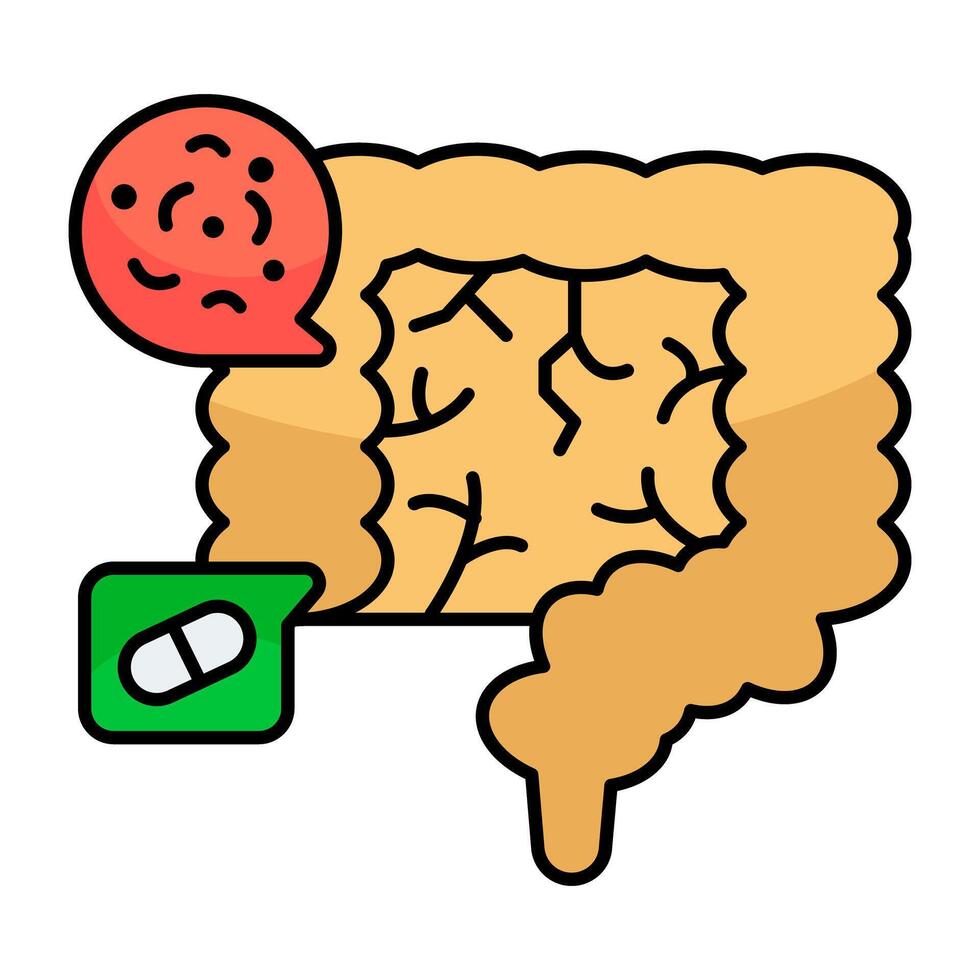 Premium flat download icon of intestine disease vector