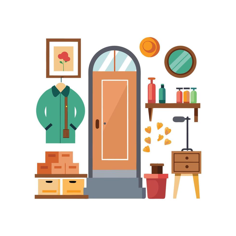 Stylish Icons for Hallway and Entryway Design vector