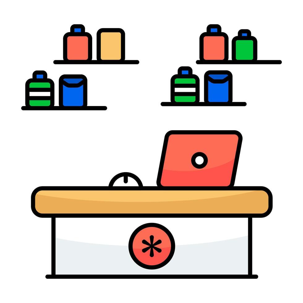 A flat design icon of medical reception vector