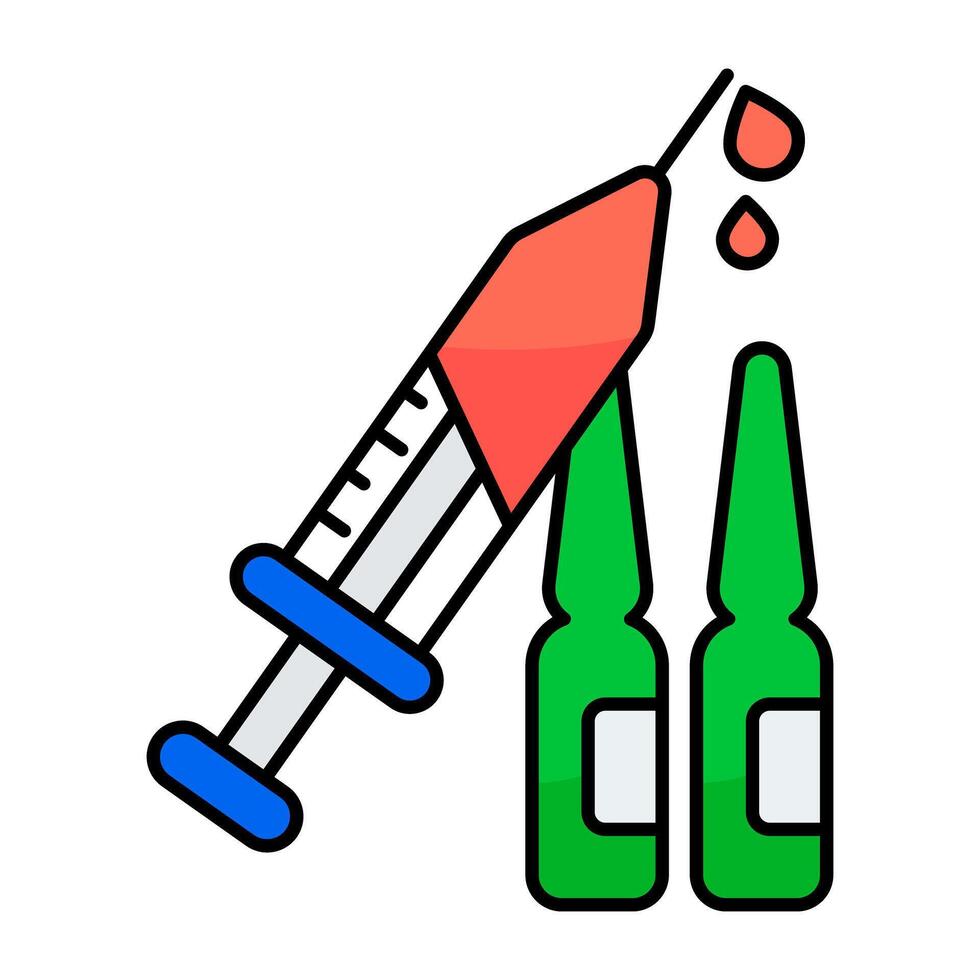 Premium download icon of injection with vials, vaccination vector