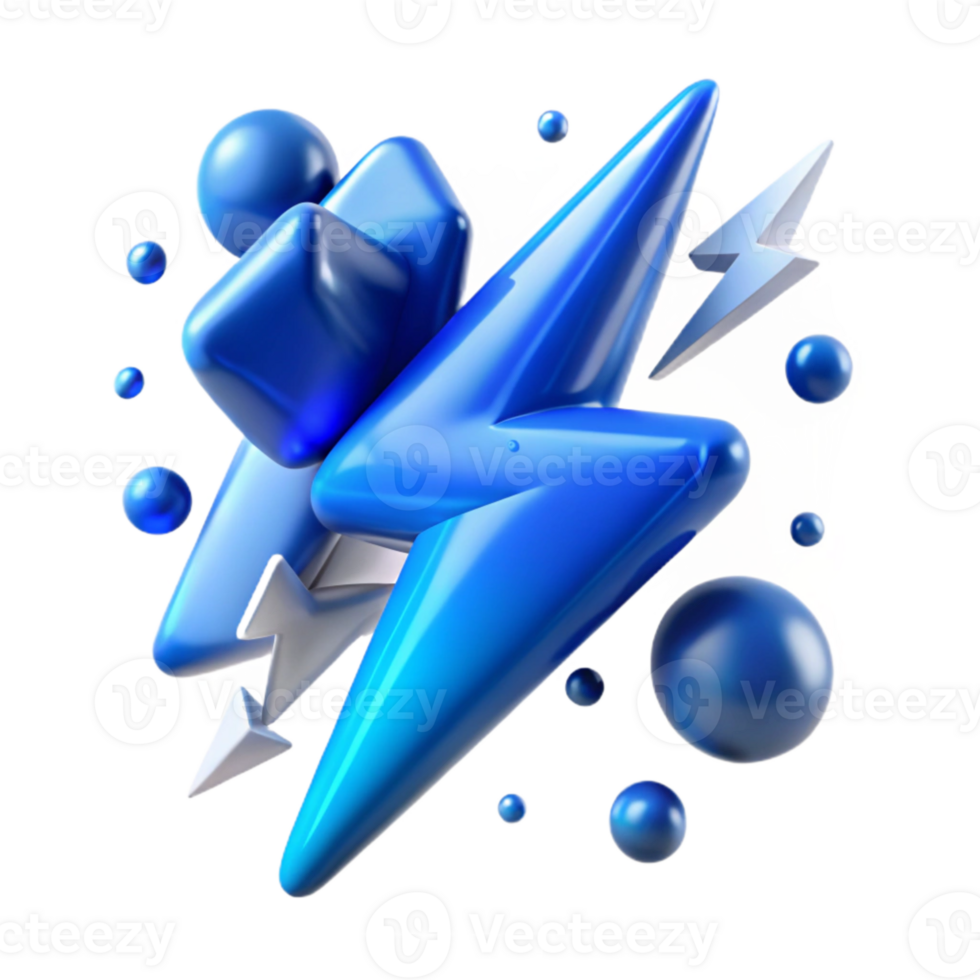serene artistic Blue Electric Lightning Strike Isolated for Power Designs professional png