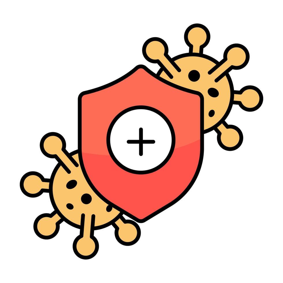 A flat design icon of covid security vector