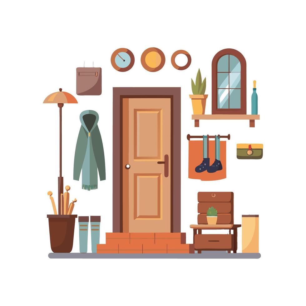 Diverse Icons for Hallway Storage Solutions vector