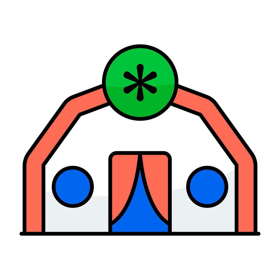 A flat design icon of medical camp vector