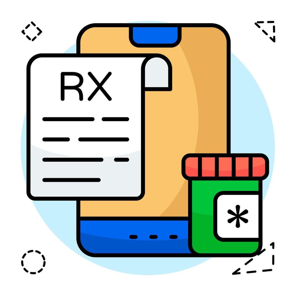 Trendy flat design icon of rx vector