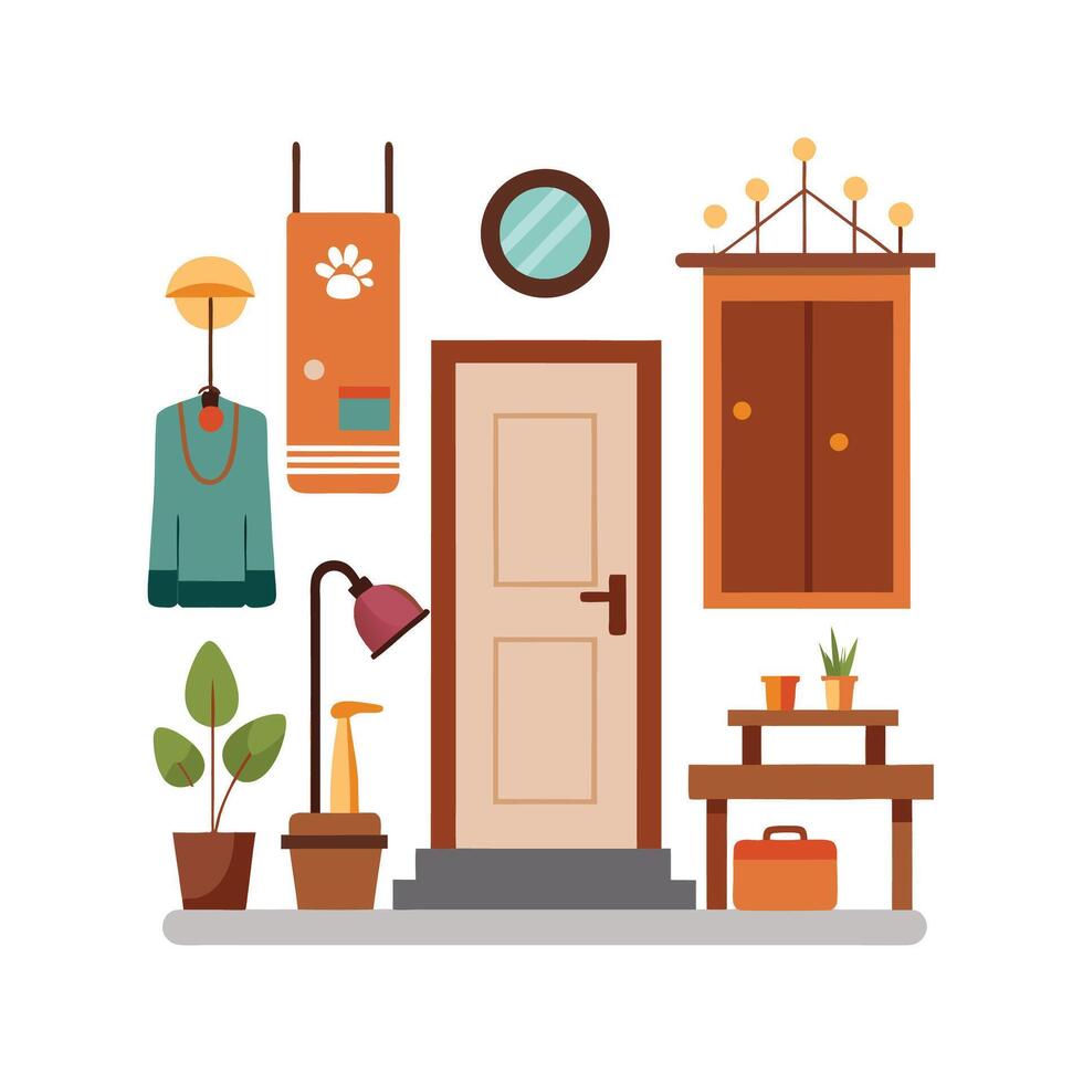Stylish Hallway Icons for Entryways vector