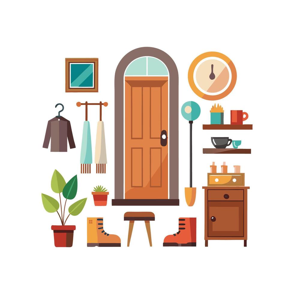 Elegant Icon Set for Hallway Storage vector