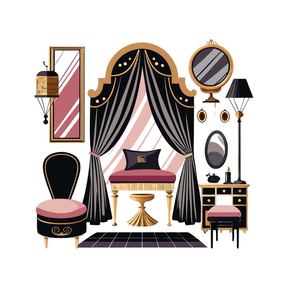Elegant Mirror Icons for Glamorous Interiors vector