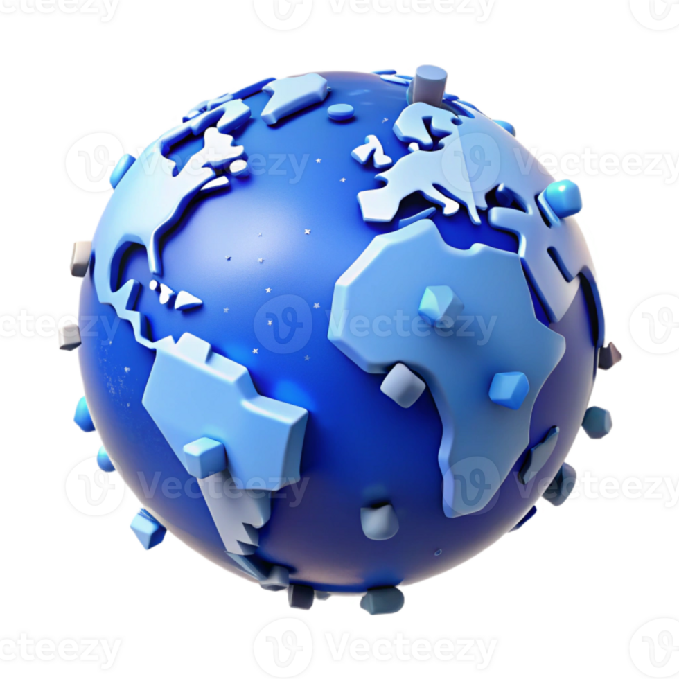 vibrant modern Blue Globe World Map Geography Cutout for Educational Resources authentic png
