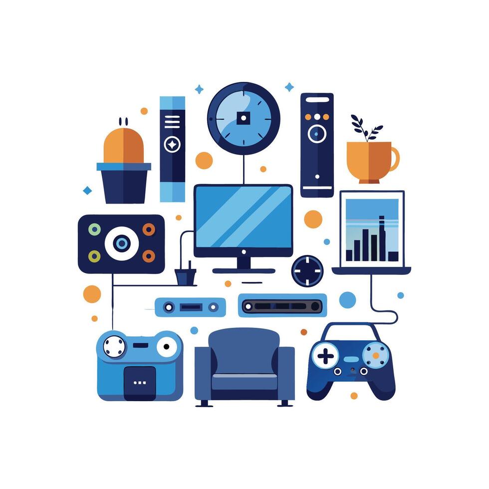 Entertainment Icons for Television Setup vector