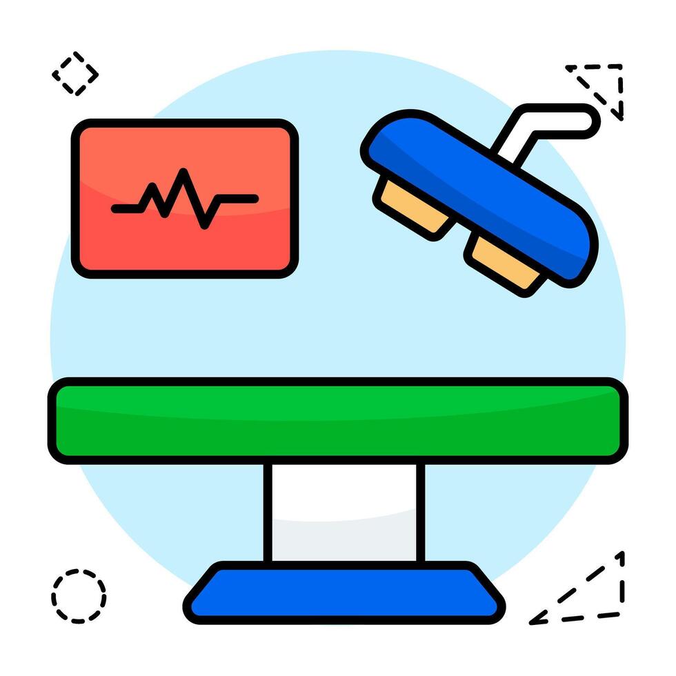Editable flat design icon of operating table vector