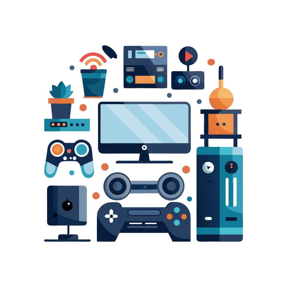 Chic Icons for Television Entertainment vector
