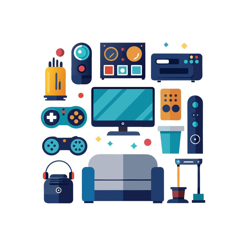 Chic Icons for Home Entertainment Media vector