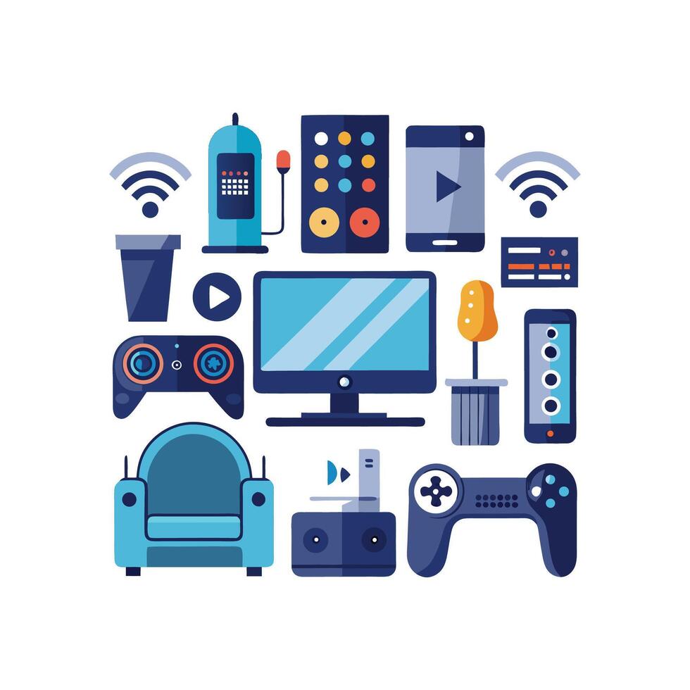 Elegant Television Setup Icons vector