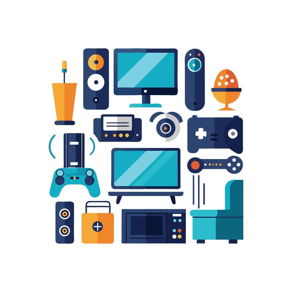 Stylish TV Icons for Home Setup vector