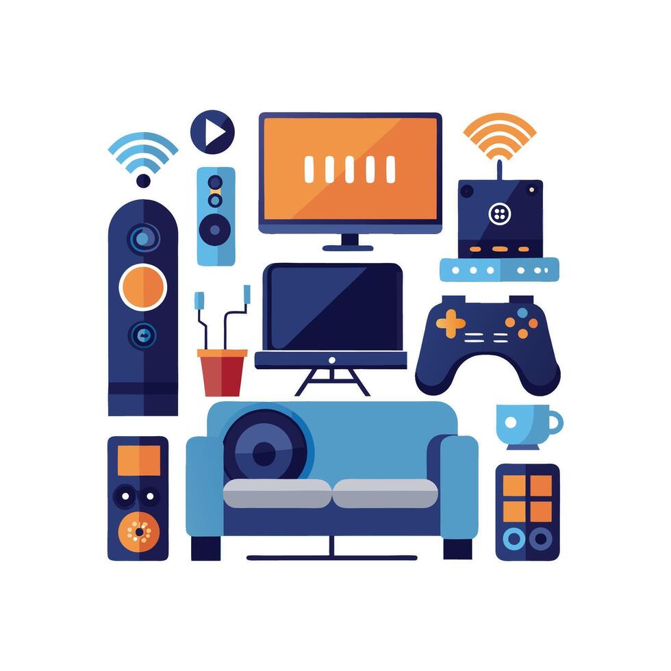 Elegant Icons for Home Entertainment Media vector