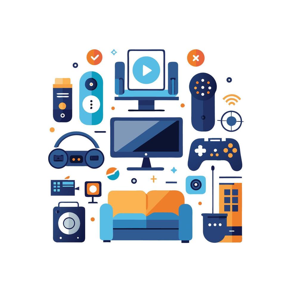 Chic Icons for Televisions in Homes vector