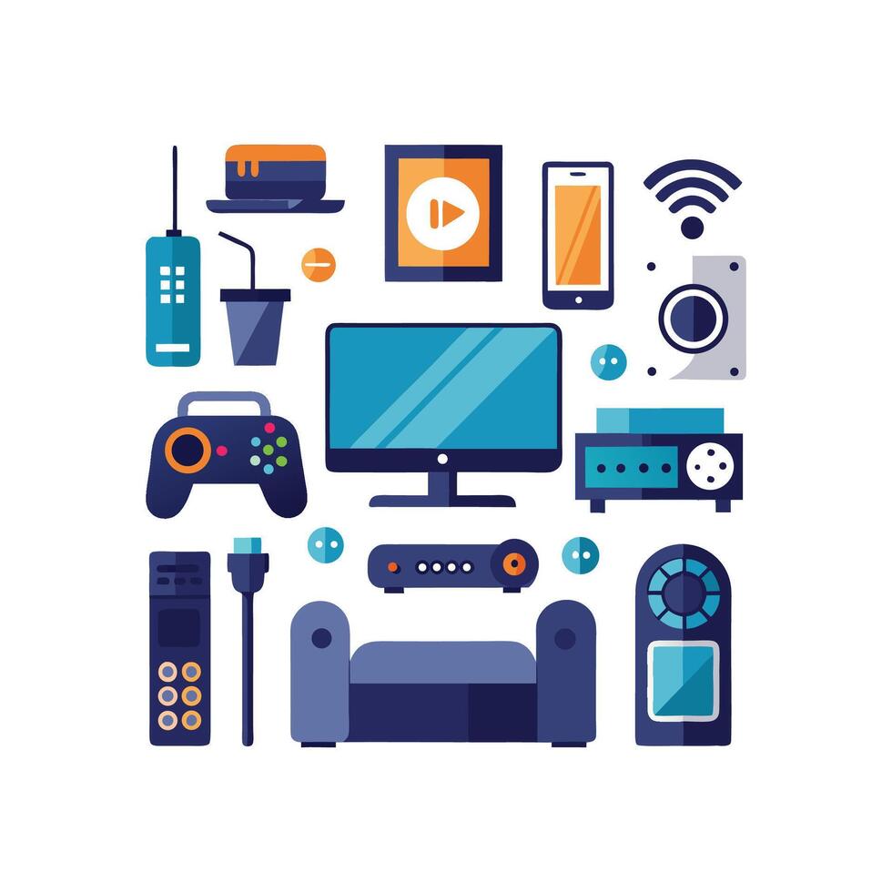 Distinctive Icons for Home Television Design vector