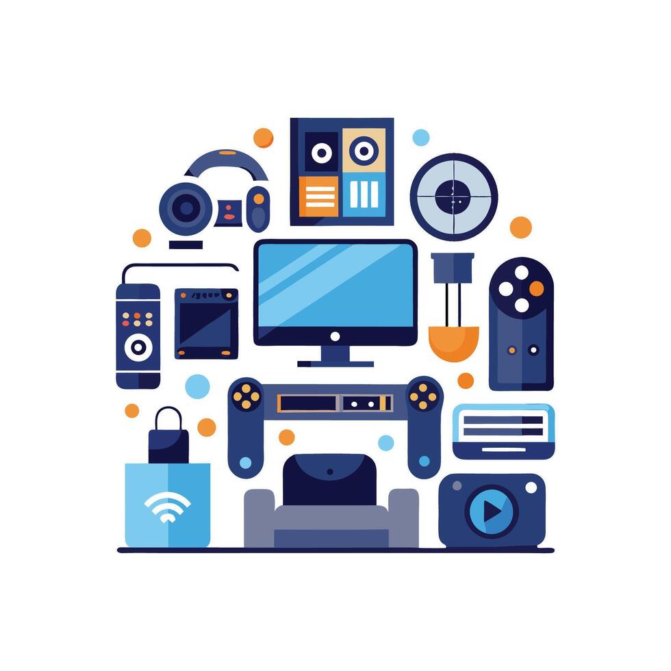 Elegant Media Icons for Television Rooms vector