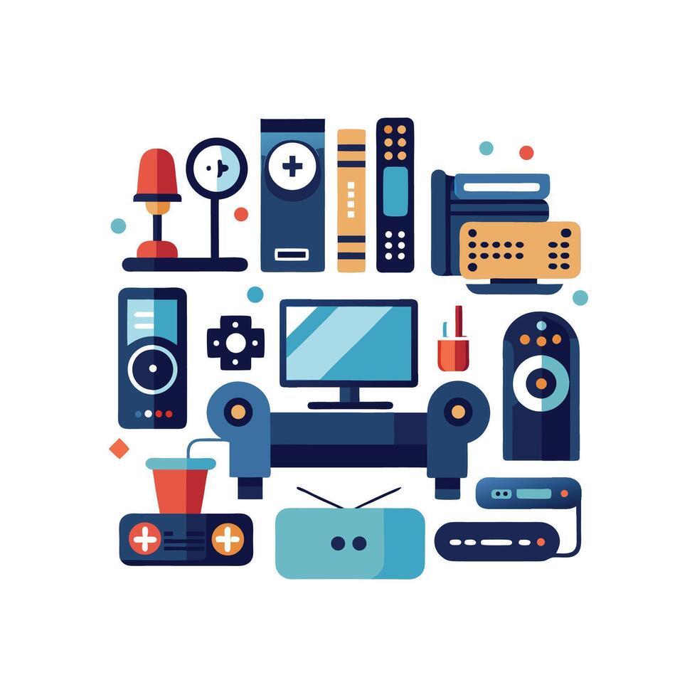 Elegant Icons for TV Setup vector