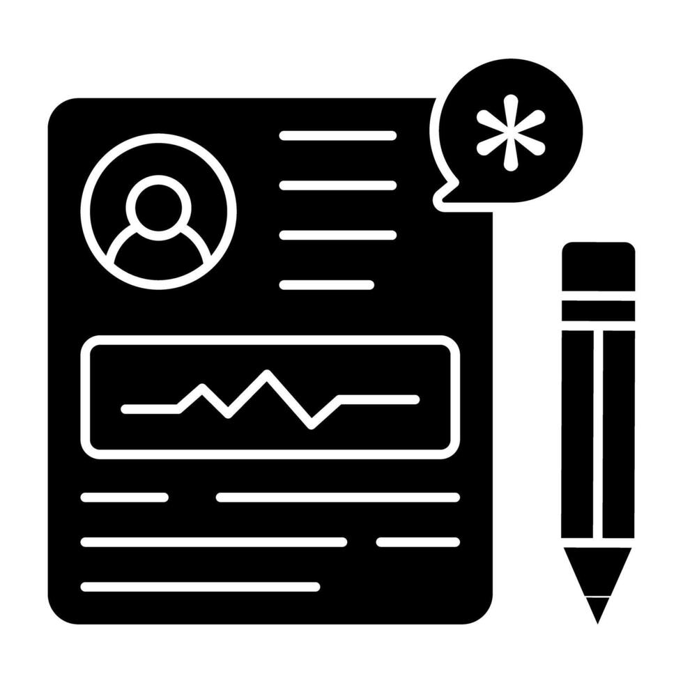 A solid design icon of prescription vector