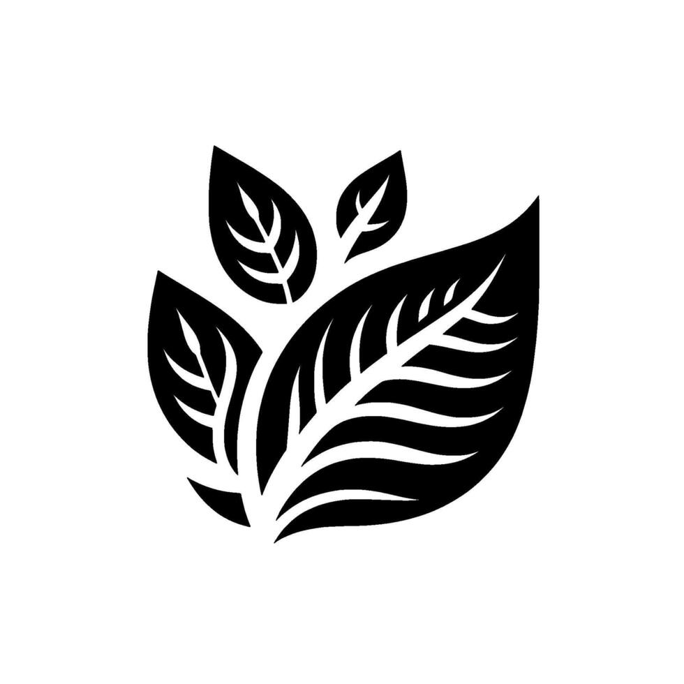 Monochromatic Leaf Cluster A stylized, bold of four overlapping leaves in contrasting black and white, emphasizing vein patterns. vector