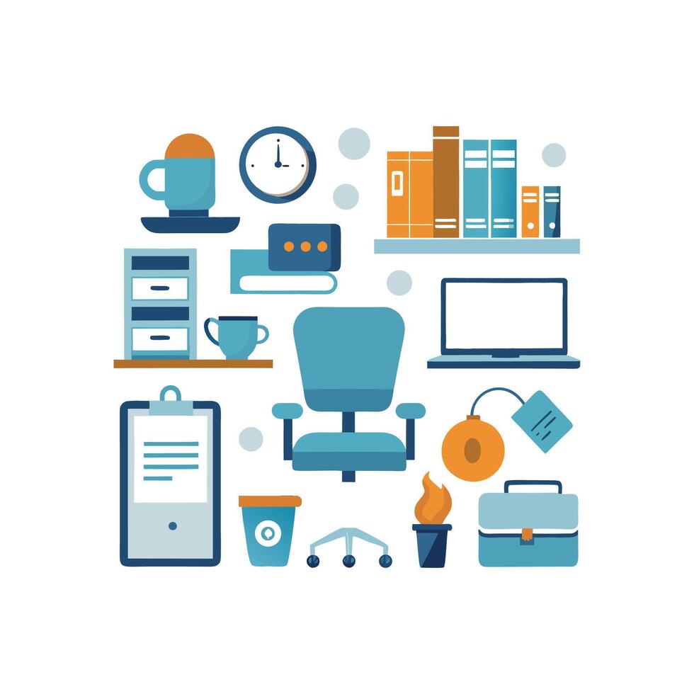 Chic Icons for Ergonomic Office Setup vector