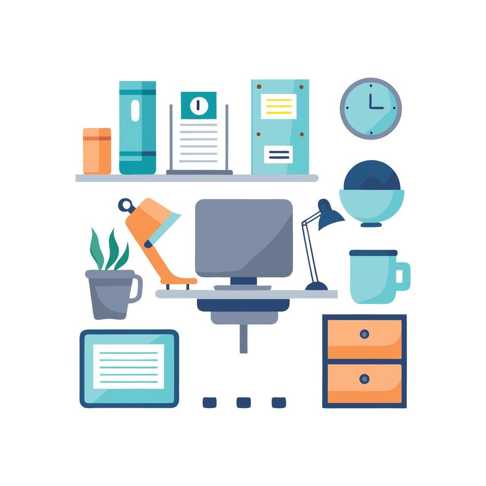 Quality Icons for Ergonomic Office Designs vector