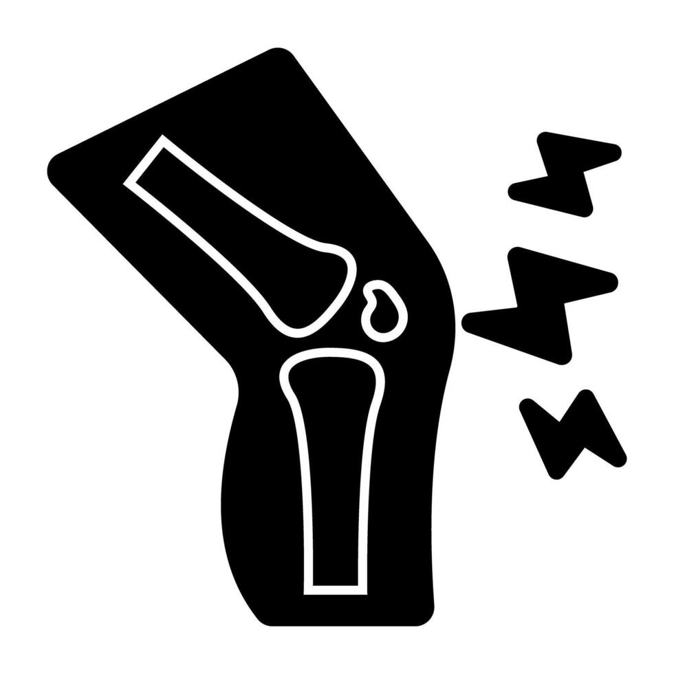 A Solid design icon of knee pain vector