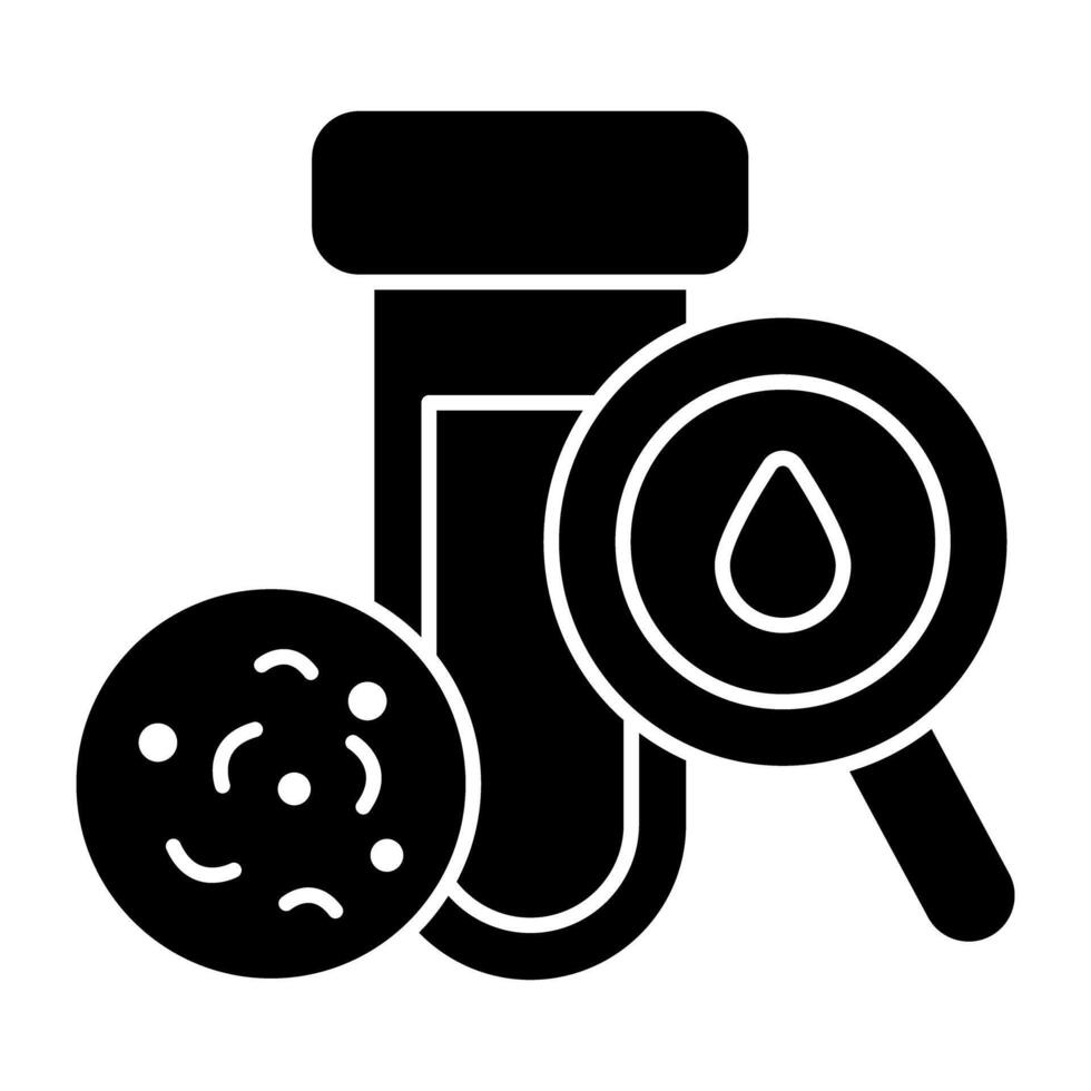 An editable design Solid icon of search sample tube, lab apparatus vector
