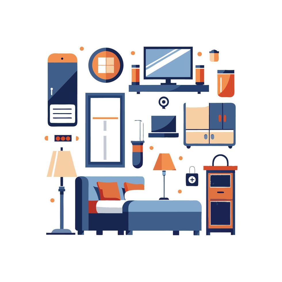 Chic Icons for Luxury Hotel Rooms vector