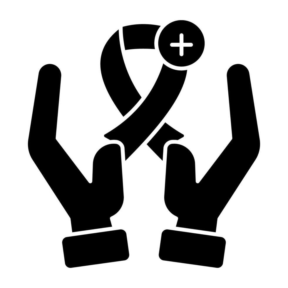 A unique Solid design icon of cancer awareness ribbon vector