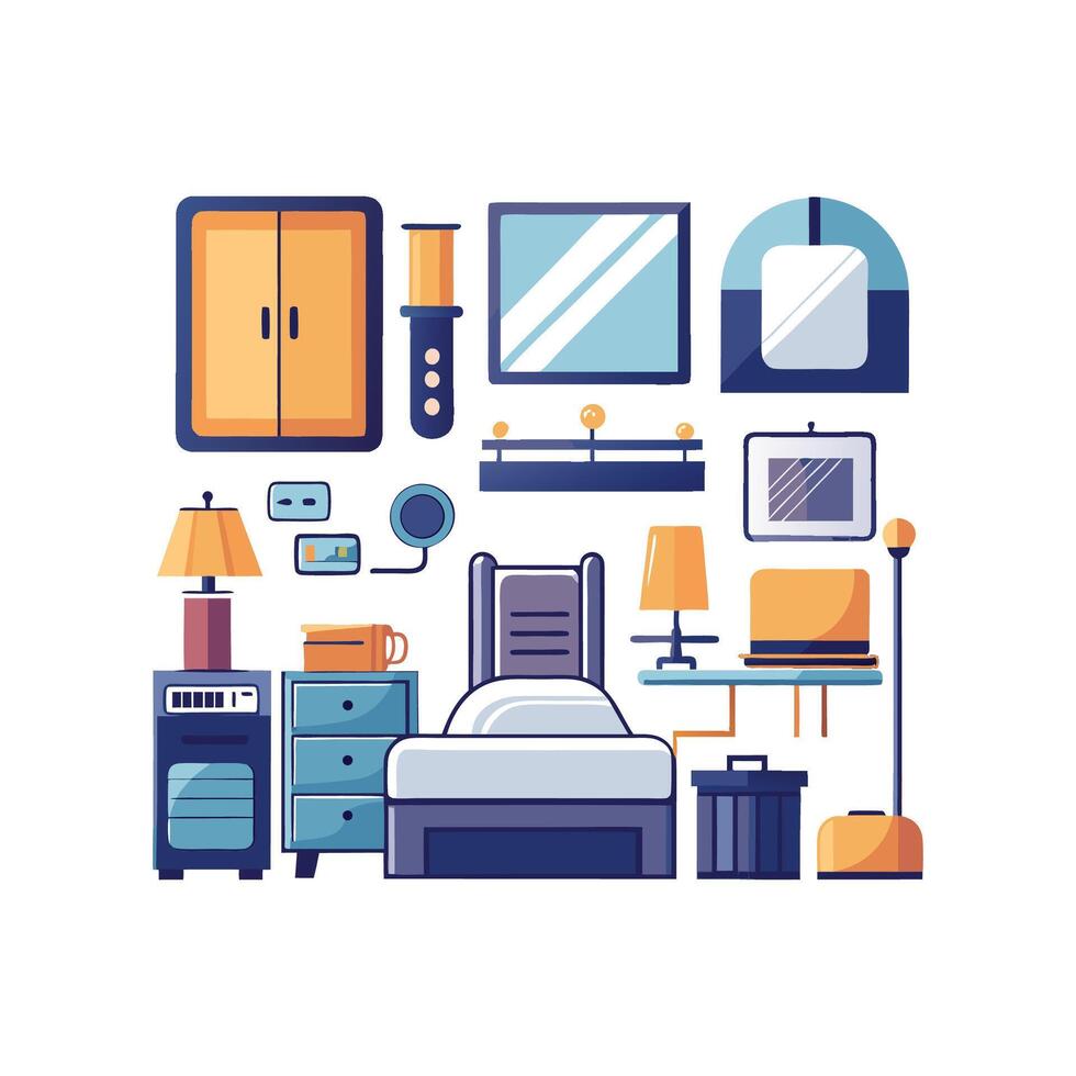 Distinctive King Size Room Icons for Hotels vector