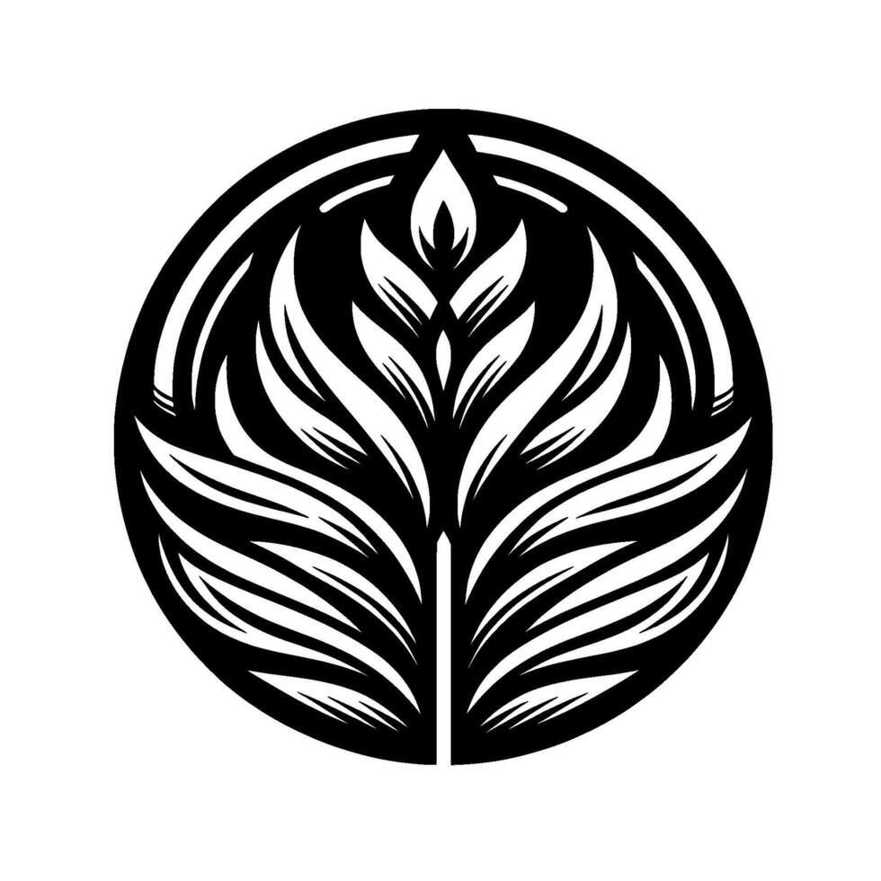 Intricate Black and White Floral MandalaStyle in a Circular Frame, Depicting Symmetry and Organic Elegance. vector