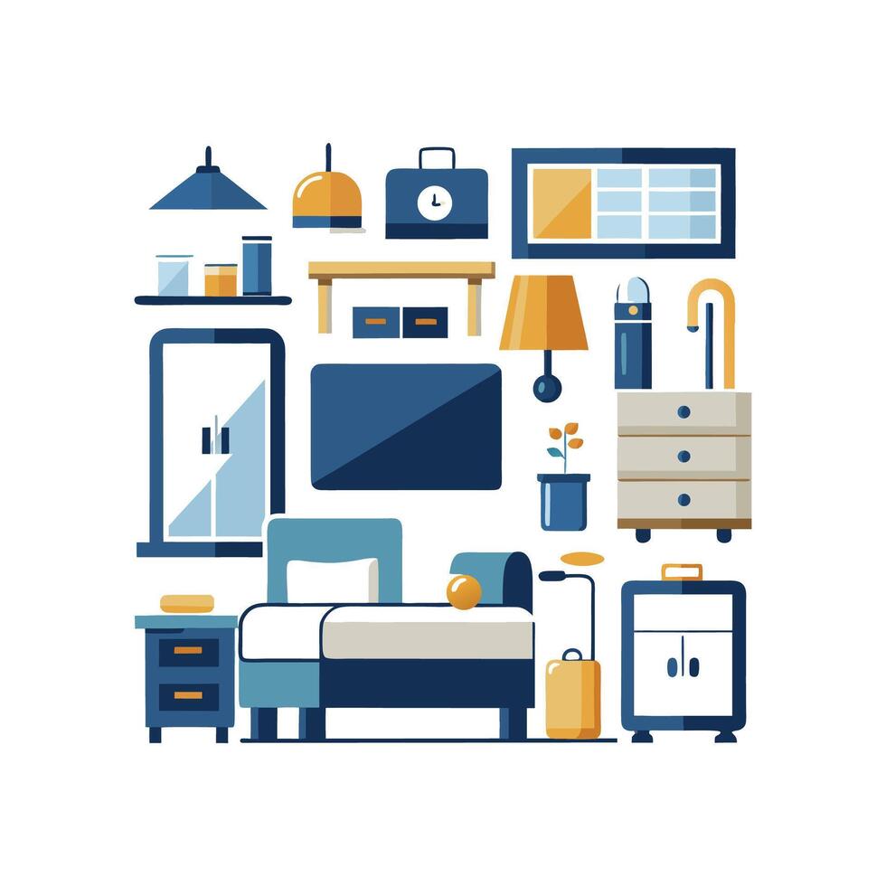 Diverse Icons for Luxury King Size Interiors vector