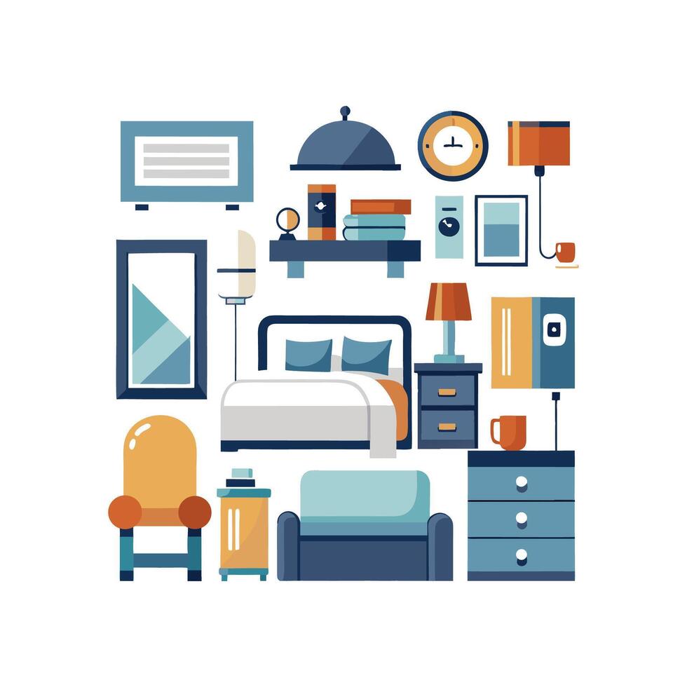 Chic Icons for King Size Room Setup vector
