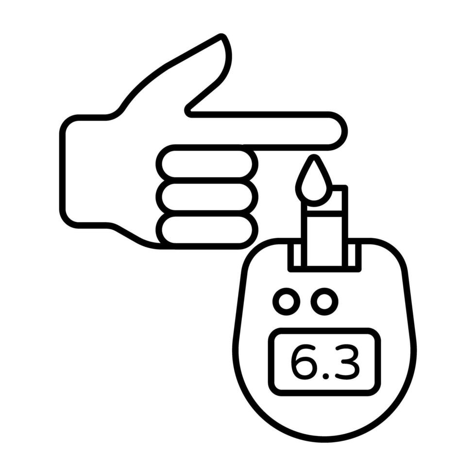 Sugar test machine icon, Linear of glucometer vector