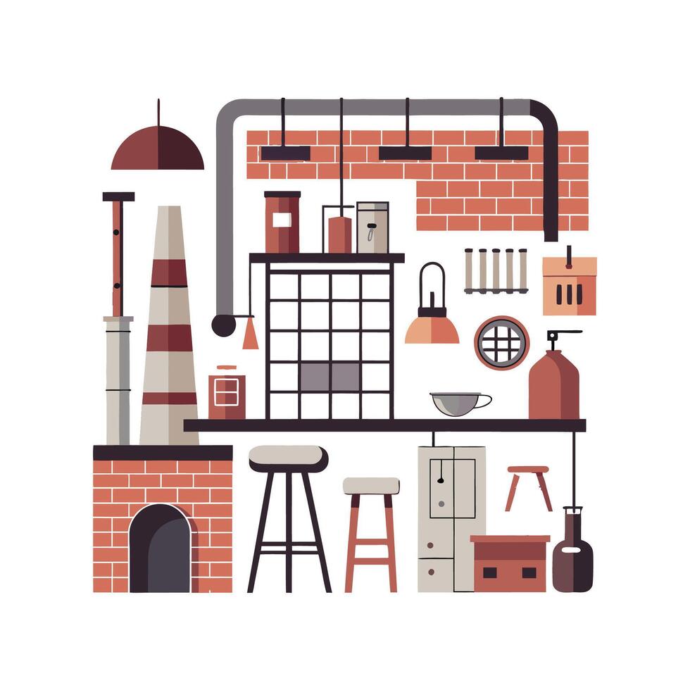 Chic Icons for Creative Industrial Interiors vector