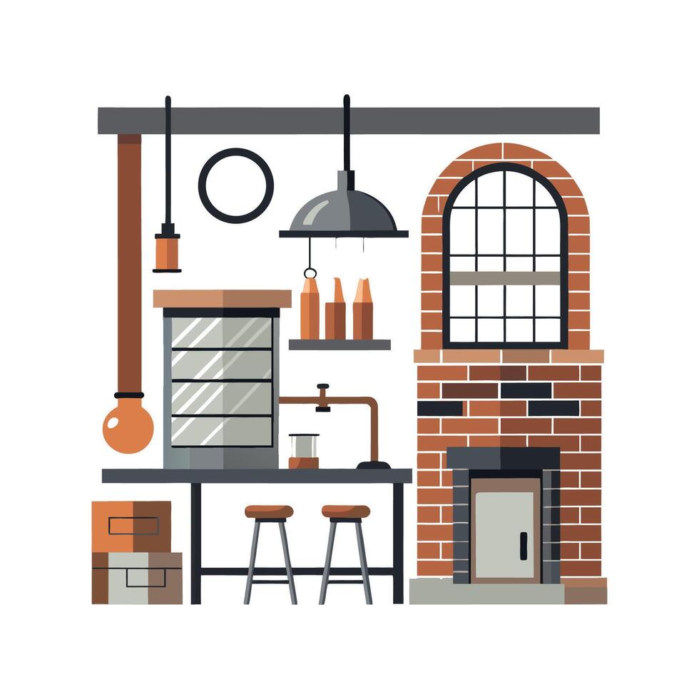Elegant Industrial Icons for Home Interior vector
