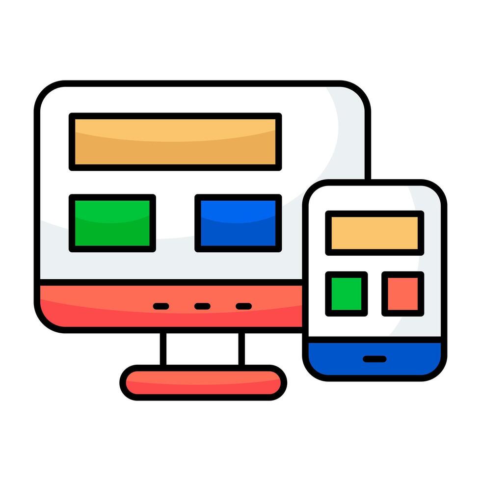An flat design icon of responsive design vector