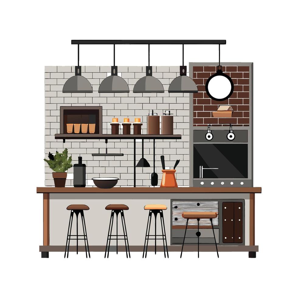 Chic Kitchen Icons for Industrial Style vector