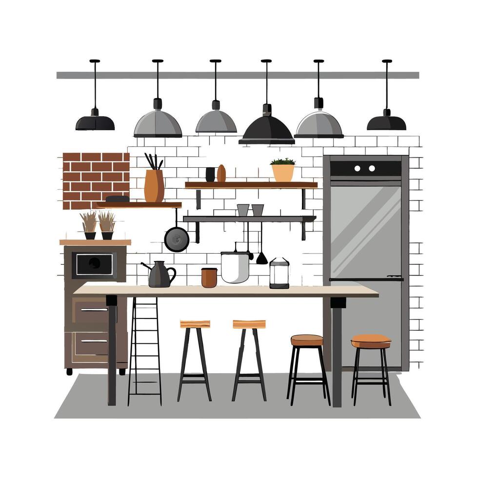 Stylish Icons for Industrial Kitchen Designs vector