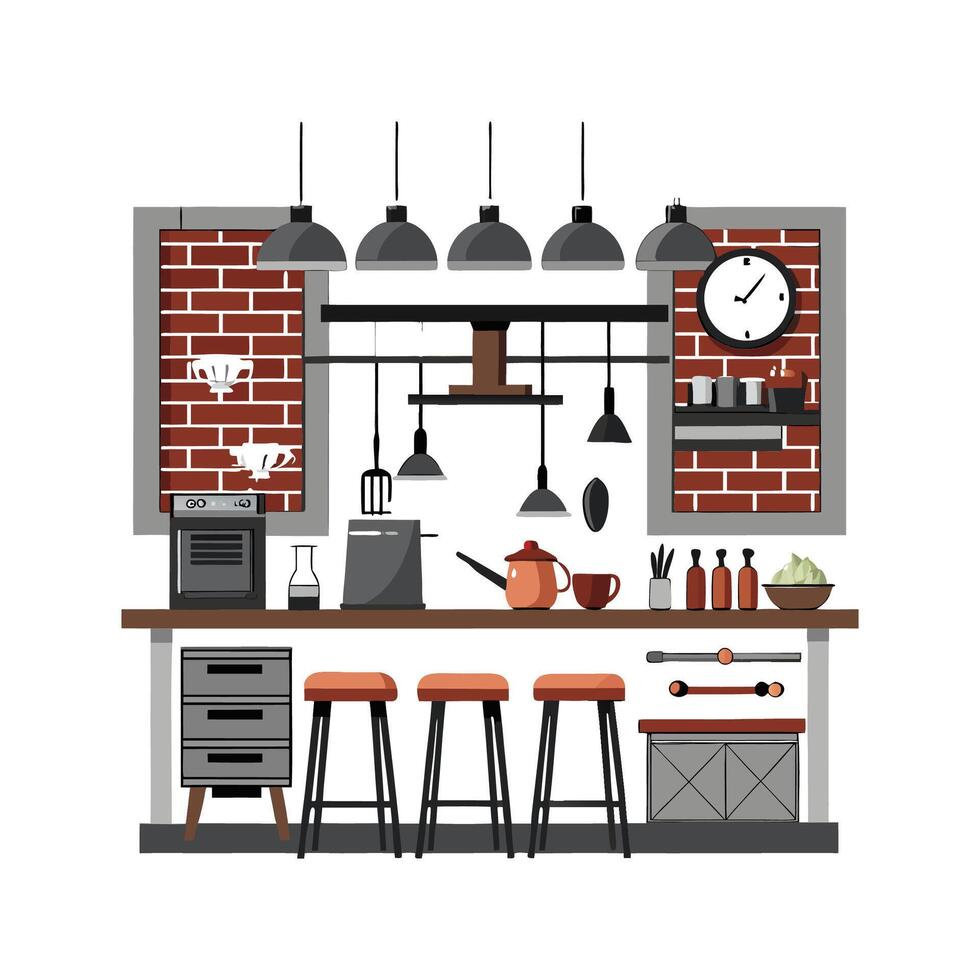 Elegant Icons for Unique Industrial Kitchen Designs vector