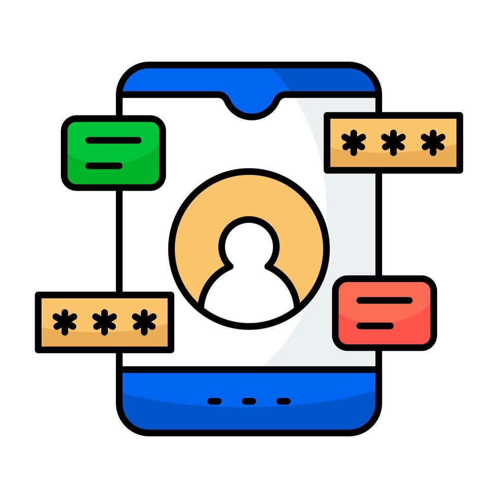 A flat icon of mobile user vector