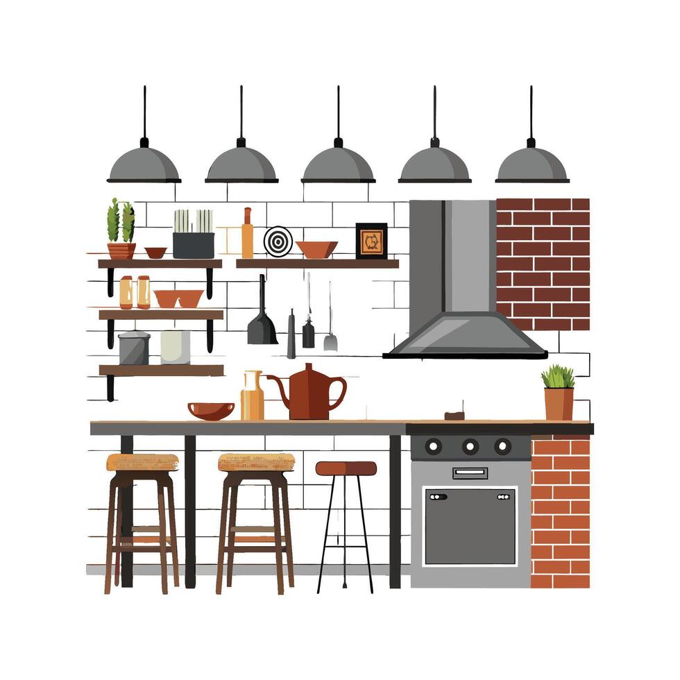 Elegant Icons for Industrial Kitchen Styles vector