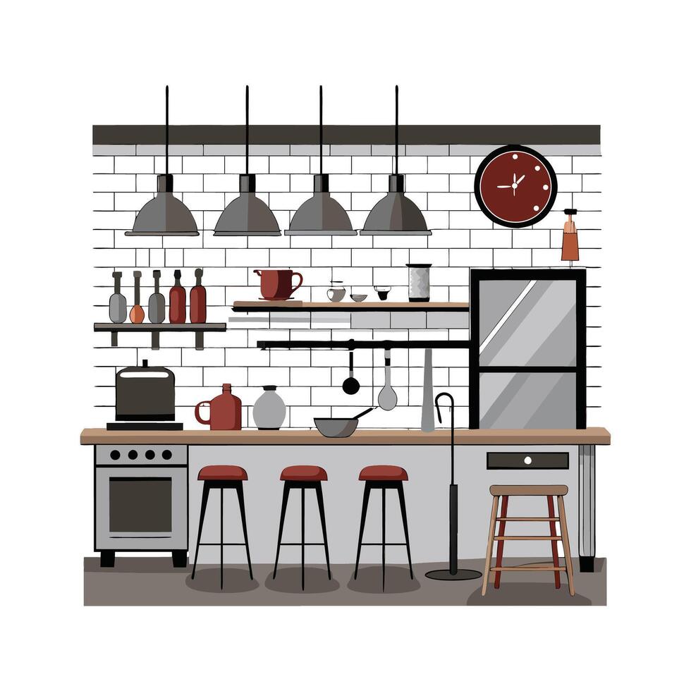 Stylish Icons for Industrial Kitchen Concepts vector
