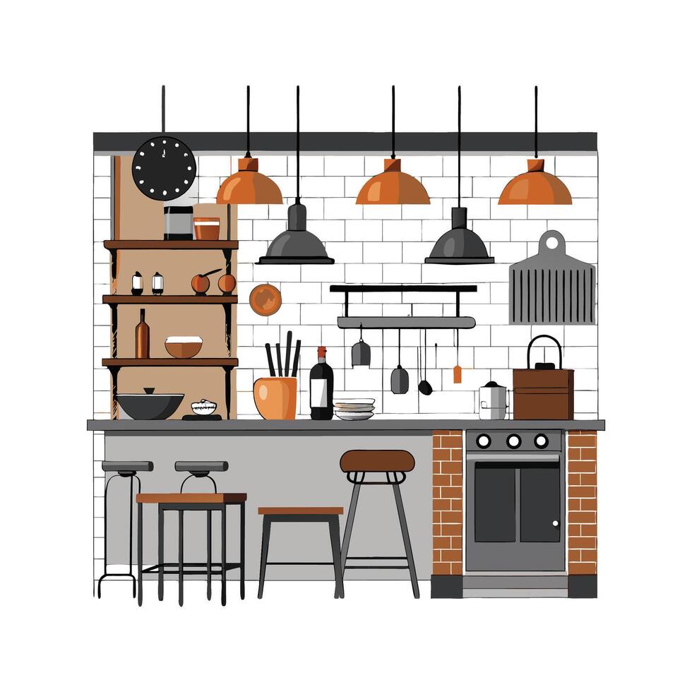 Elegant Icons for Stylish Industrial Kitchen vector