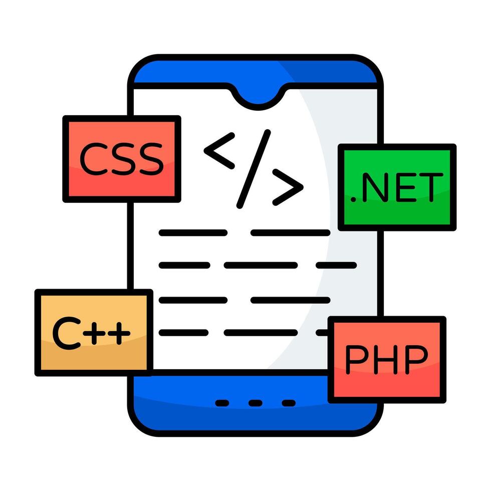 Trendy vectors of mobile coding graphics