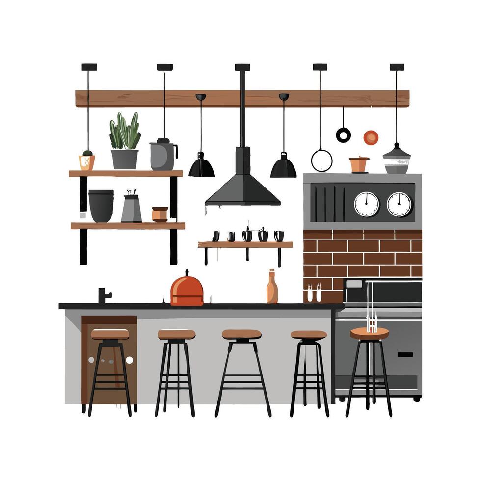 Chic Icons for Unique Industrial Kitchen Elements vector