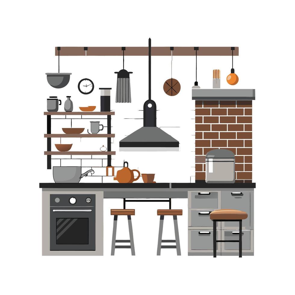 Stylish Icons for Modern Industrial Kitchen Designs vector